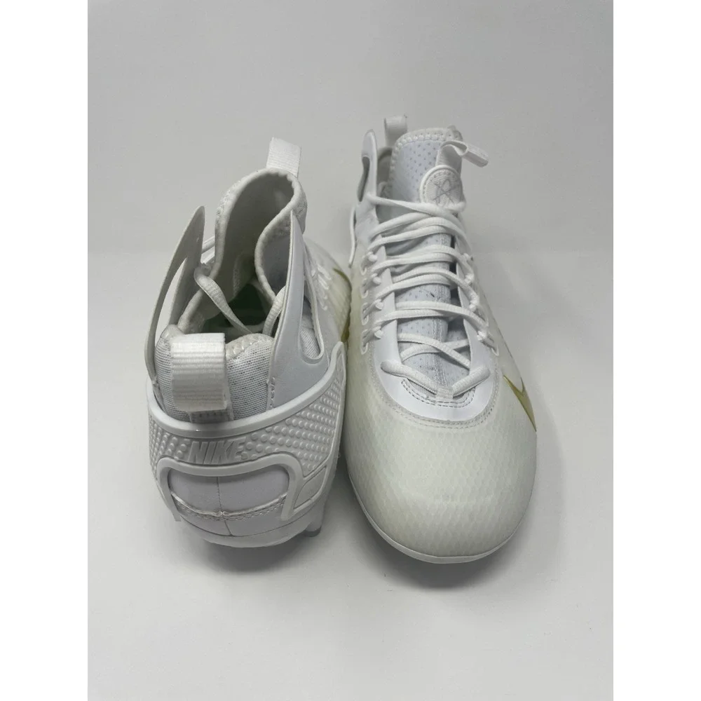 Nike Huarache 9 Elite LAX Mid Lacrosse Cleats White Gold Men's Size 12.5‎ New